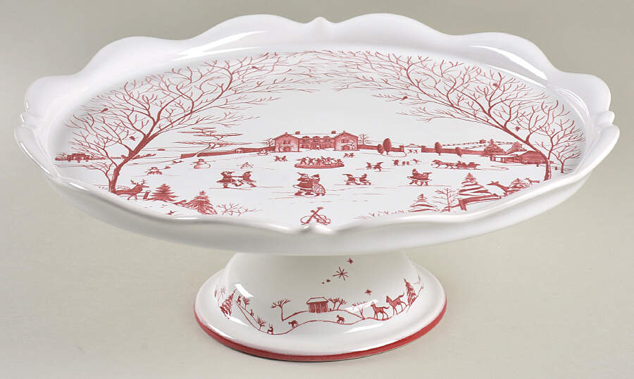 Country Estate Winter Holiday 12" Diameter Pedestal Cake Stand by Juliska Ceramics-1