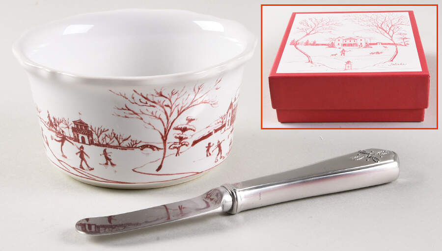 Country Estate Winter Holiday Ramekin & Spreader Dip Set by Juliska Ceramics-1