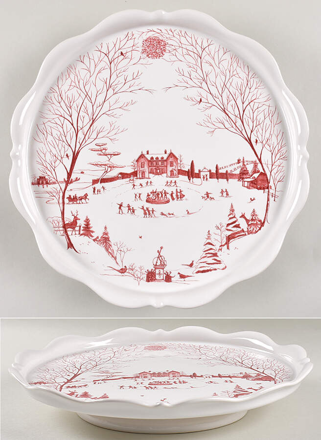 Country Estate Winter Holiday 12" Diameter Pedestal Cake Stand by Juliska Ceramics-1