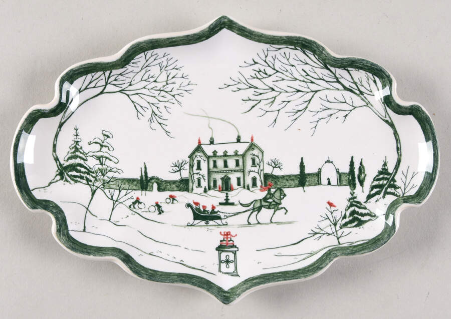 Country Estate Winter Holiday 7" Oval Tray by Juliska Ceramics-1