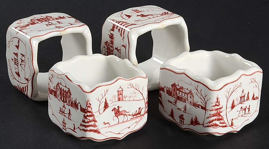 Country Estate Winter Holiday Napkin Ring - Set of 4 by Juliska Ceramics-1
