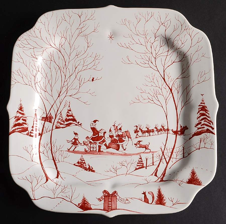 Country Estate Winter Holiday Square Snack Tray 12" by Juliska Ceramics-1