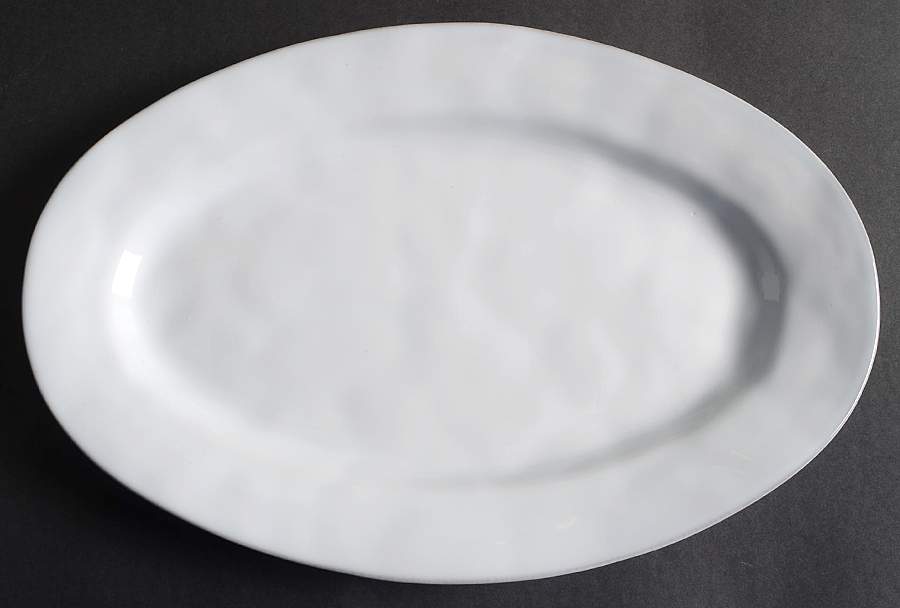 Quotidien White Truffle 15" Oval Serving Platter by Juliska Ceramics-1