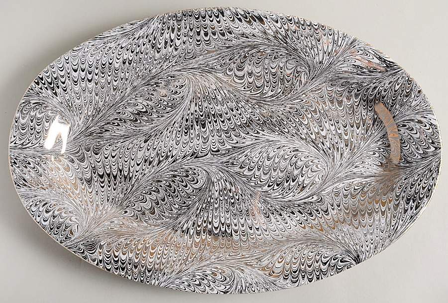 Firenze Marbleized 21" Oval Serving Platter by Juliska Ceramics-1