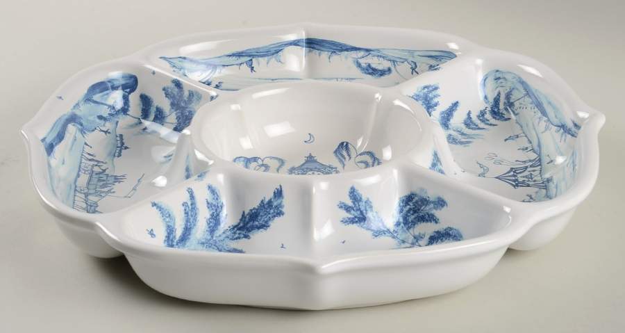 Country Estate Delft Blue 1 Pc Chip & Dip with 5 Sections by Juliska Ceramics-1