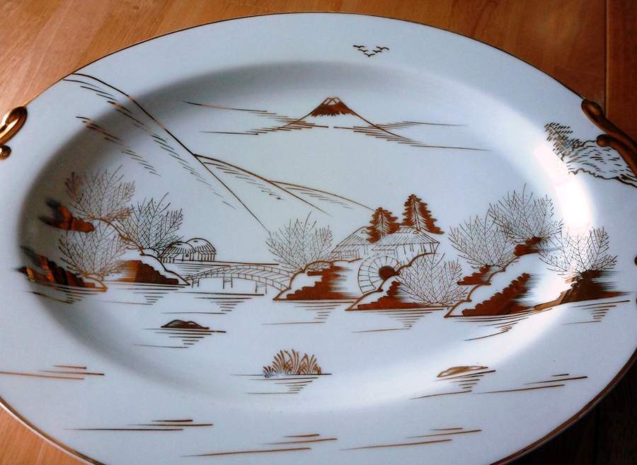 KUT422 14" Oval Serving Platter by Kutani-1