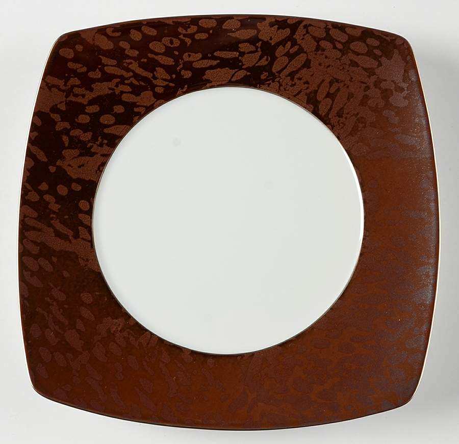 Jungle Amber Bronze Finition Square Dinner Plate by Jaune de Chrome-1