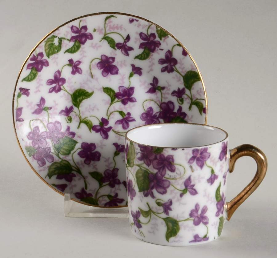 10027 Flat Demitasse Cup & Saucer Set by Japan-1