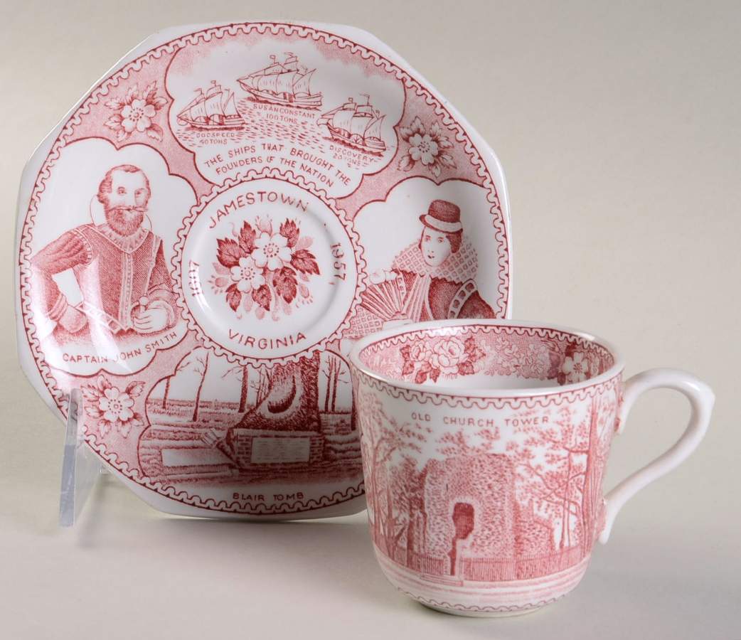 Jamestown Virginia Red Flat Demitasse Cup & Saucer Set by Jonroth Studios-1