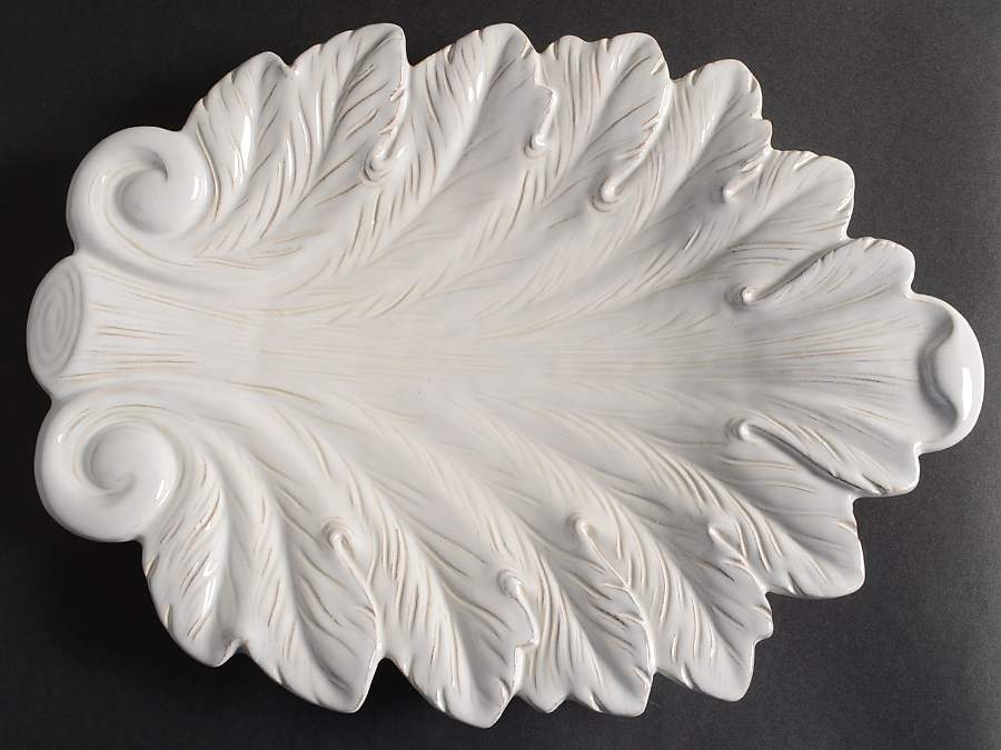 Acanthus 16" Leaf Shaped Platter by Juliska Ceramics-1