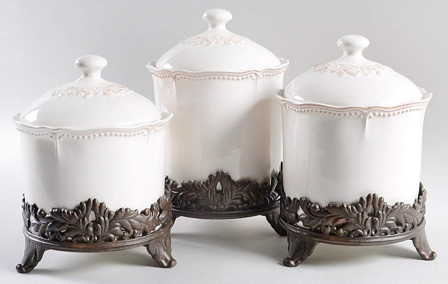 Amberly (3 Piece) Canister & Metal Base Set by JCPenney-1