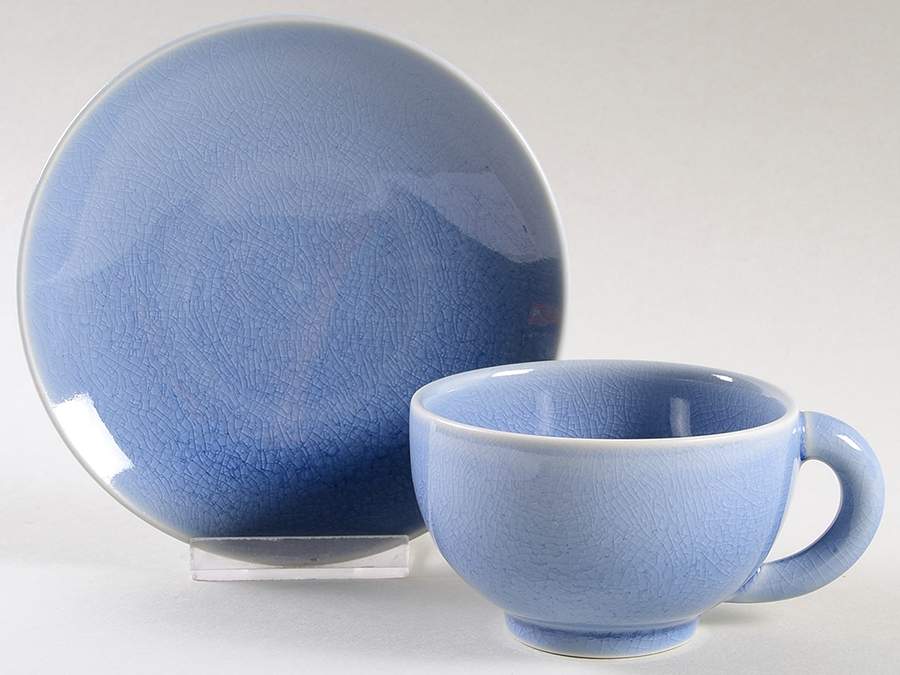 Tourron Blue Chardon Footed Cup & Saucer Set by Jars-France-1