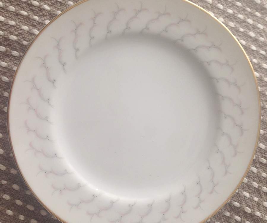 Fantasy (Gray and Pink Scrolls) Dinner Plate by Japan-1