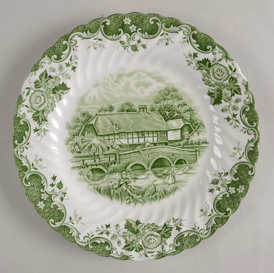 English Country Life Green Dinner Plate by Johnson Brothers-1