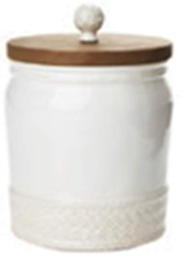 Le Panier Whitewash Small Canister & Wood Lid by Juliska Ceramics-1