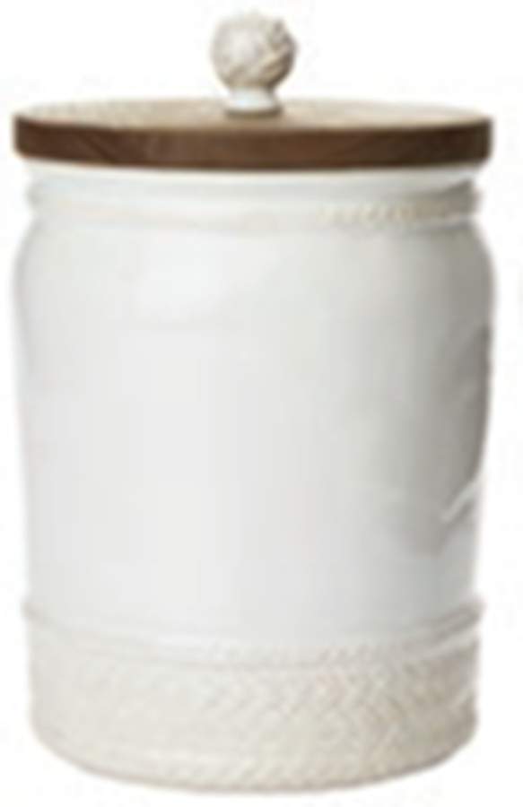 Le Panier Whitewash Medium Canister & Wood Lid by Juliska Ceramics-1
