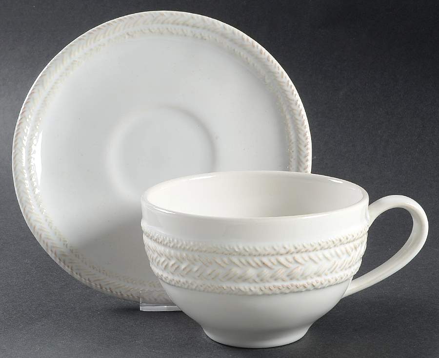 Le Panier Whitewash Flat Cup & Saucer Set by Juliska Ceramics-1