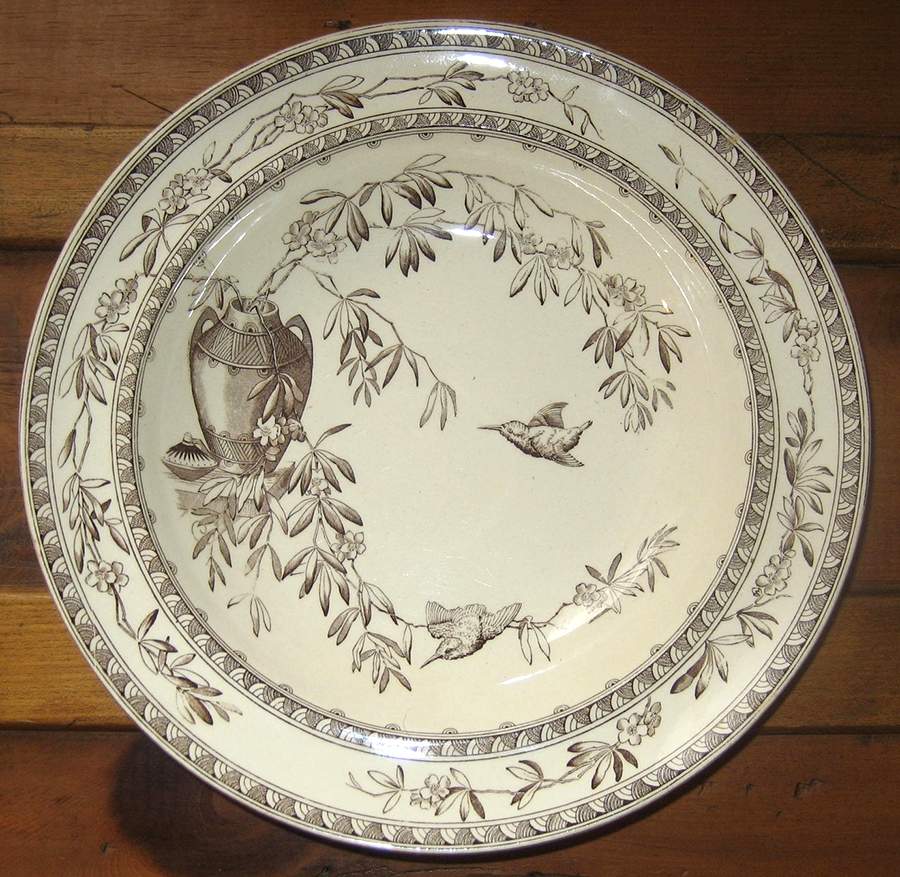 Cairo Brown Large Rim Soup Bowl by George Jones & Sons-1