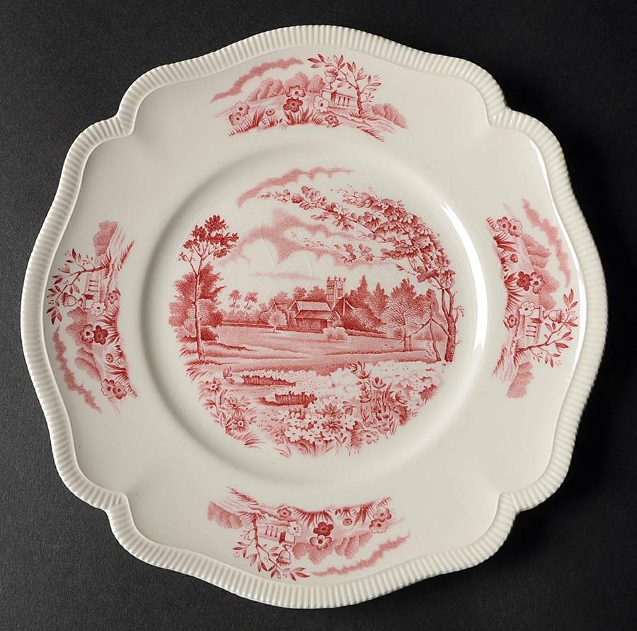 English Gardens-Red (Old Staff) Salad Plate by Johnson Brothers-1