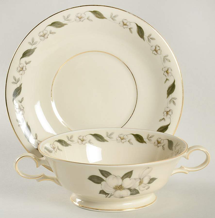 01780 Cream Footed Cream Soup Bowl & Saucer Set by Jaeger-1