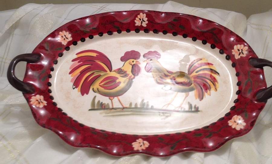 French Rooster 20" Handled Tray by Jay Import-1