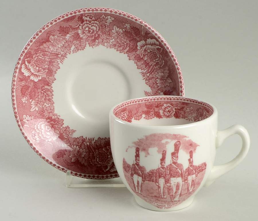 United States Military Academy Red Flat Cup & Saucer Set by Jonroth Studios-1