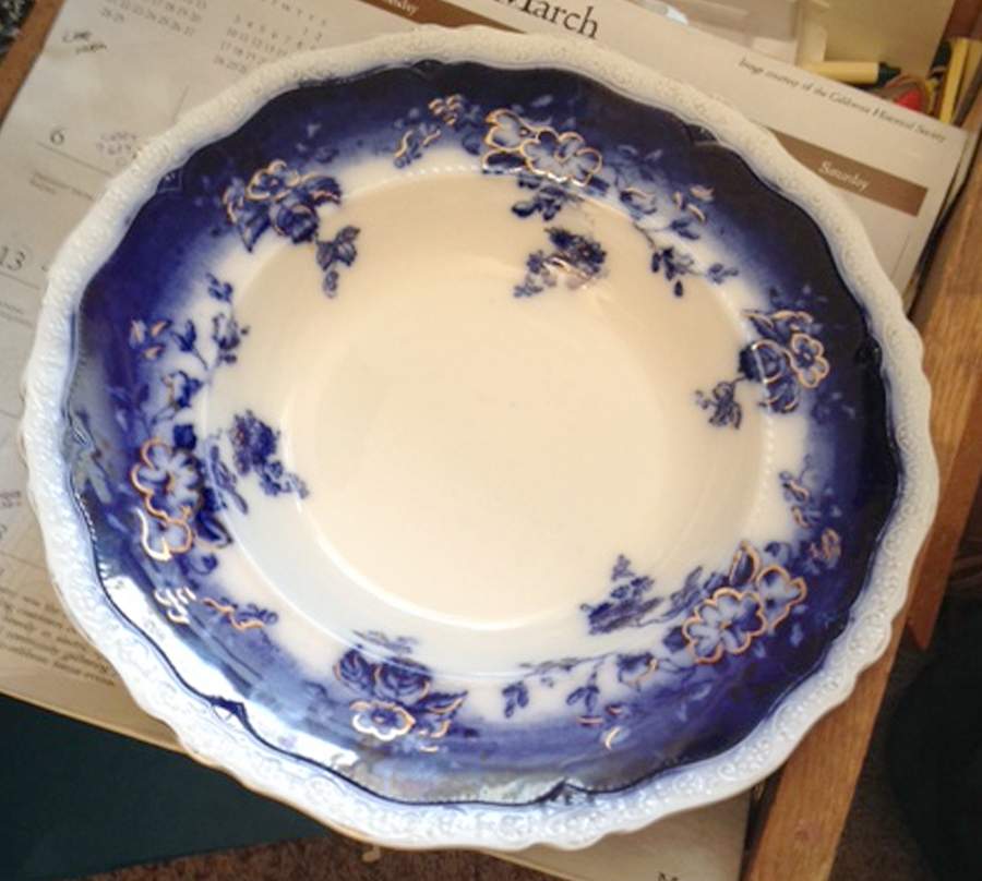 Clayton(Flow Blue, Gold Trim&Accents) 10" Round Vegetable Bowl by Johnson Brothers-1