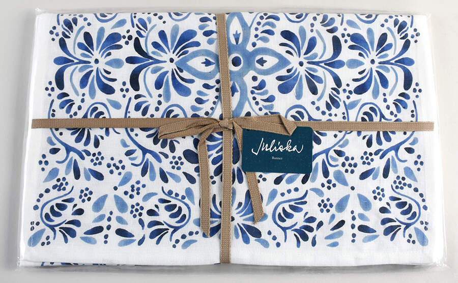 Iberian Journey Indigo 18" X 90" Cloth Table Runner by Juliska Ceramics-1