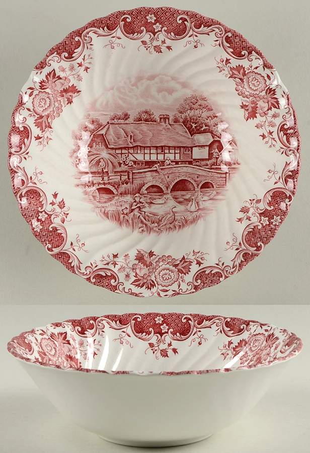 English Country Life Pink 8" Round Vegetable Bowl by Johnson Brothers-1