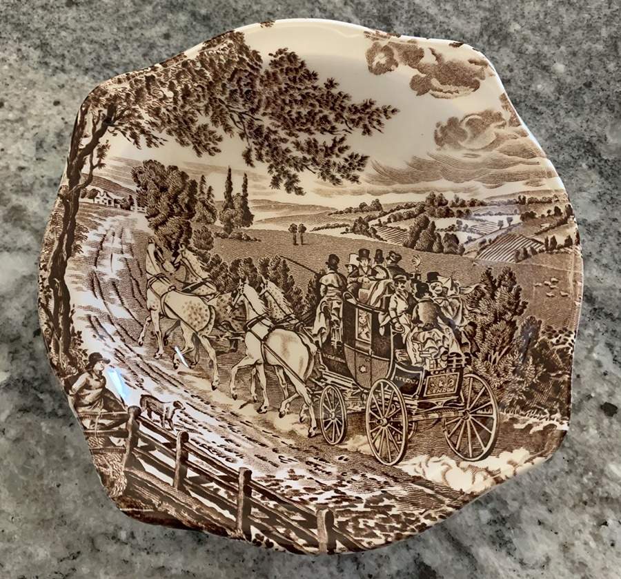 Stagecoach Brown Square Fruit/Dessert (Sauce) Bowl by Johnson Brothers-1