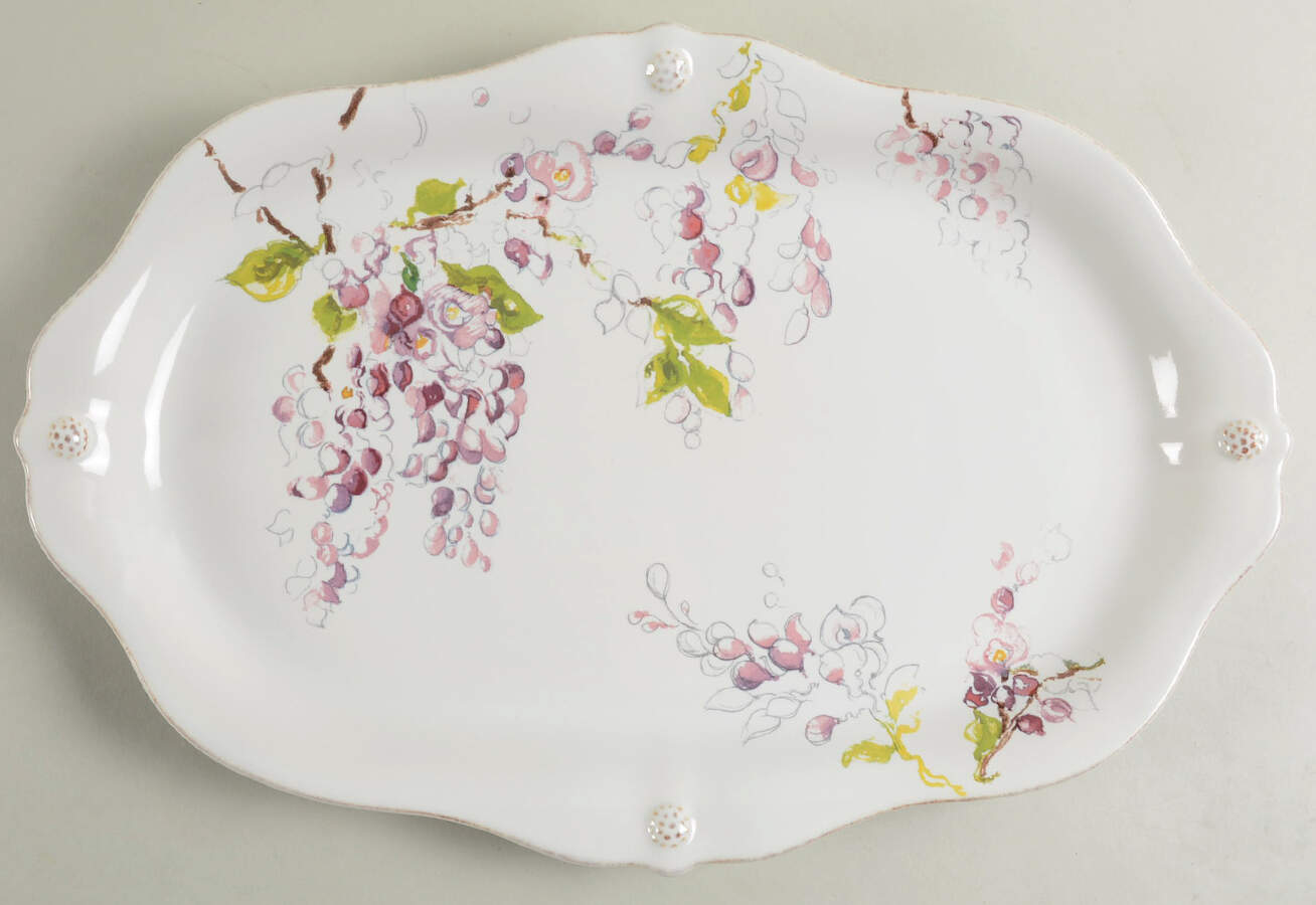 Berry and Thread Floral Sketch 16" Oval Serving Platter by Juliska Ceramics-1