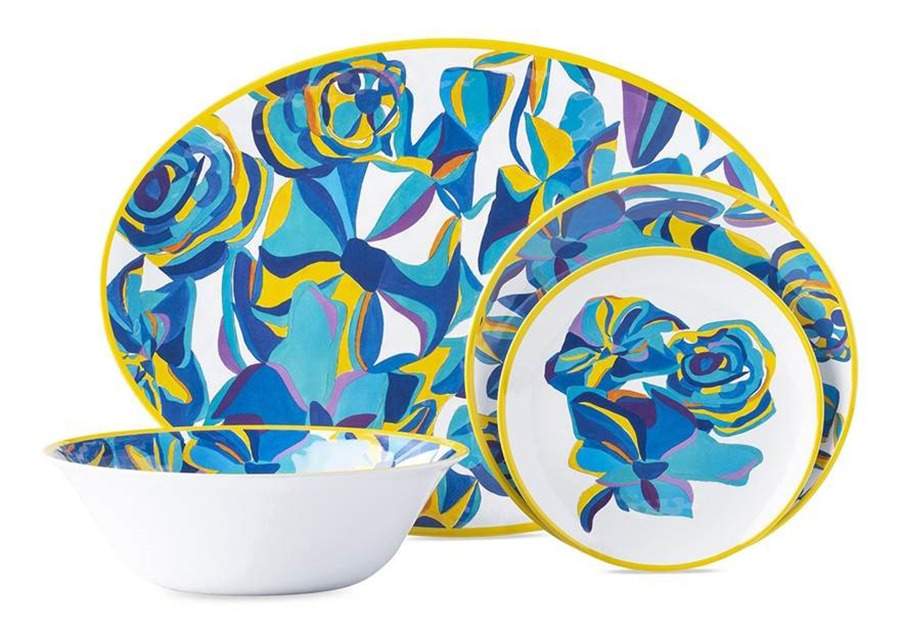 Blue Rose Melamine 14" Oval Melamine Platter by Juliska Ceramics-1
