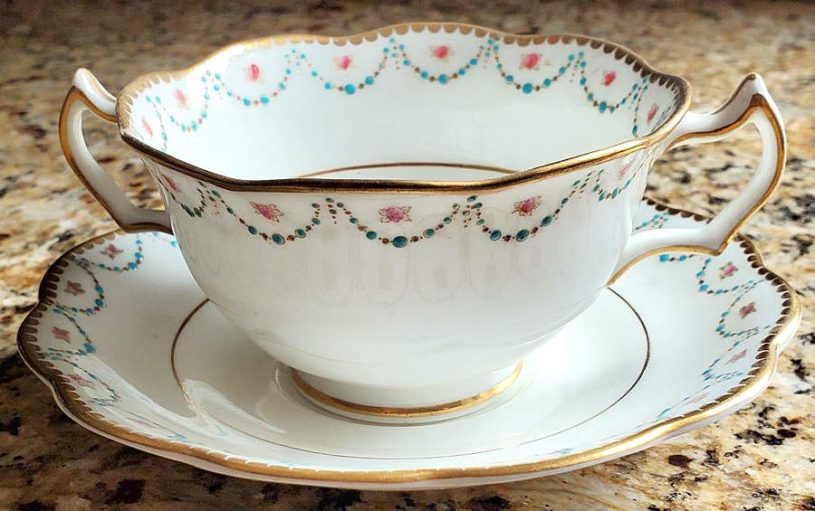 17831 Footed Bouillon Cup & Saucer by George Jones & Sons-1