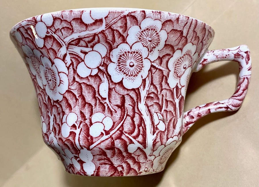 Staffordshire Flower Red Flat Cup by Jonroth Studios-1