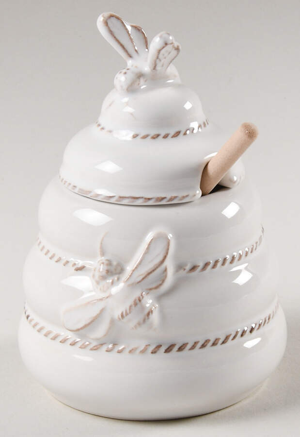 Clever Creatures Honey Pot with Lid and Spoon/Dipper by Juliska Ceramics-1