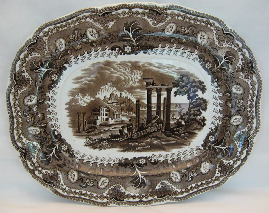Acropolis Brown 13" Oval Serving Platter by John Meir & Sons-1