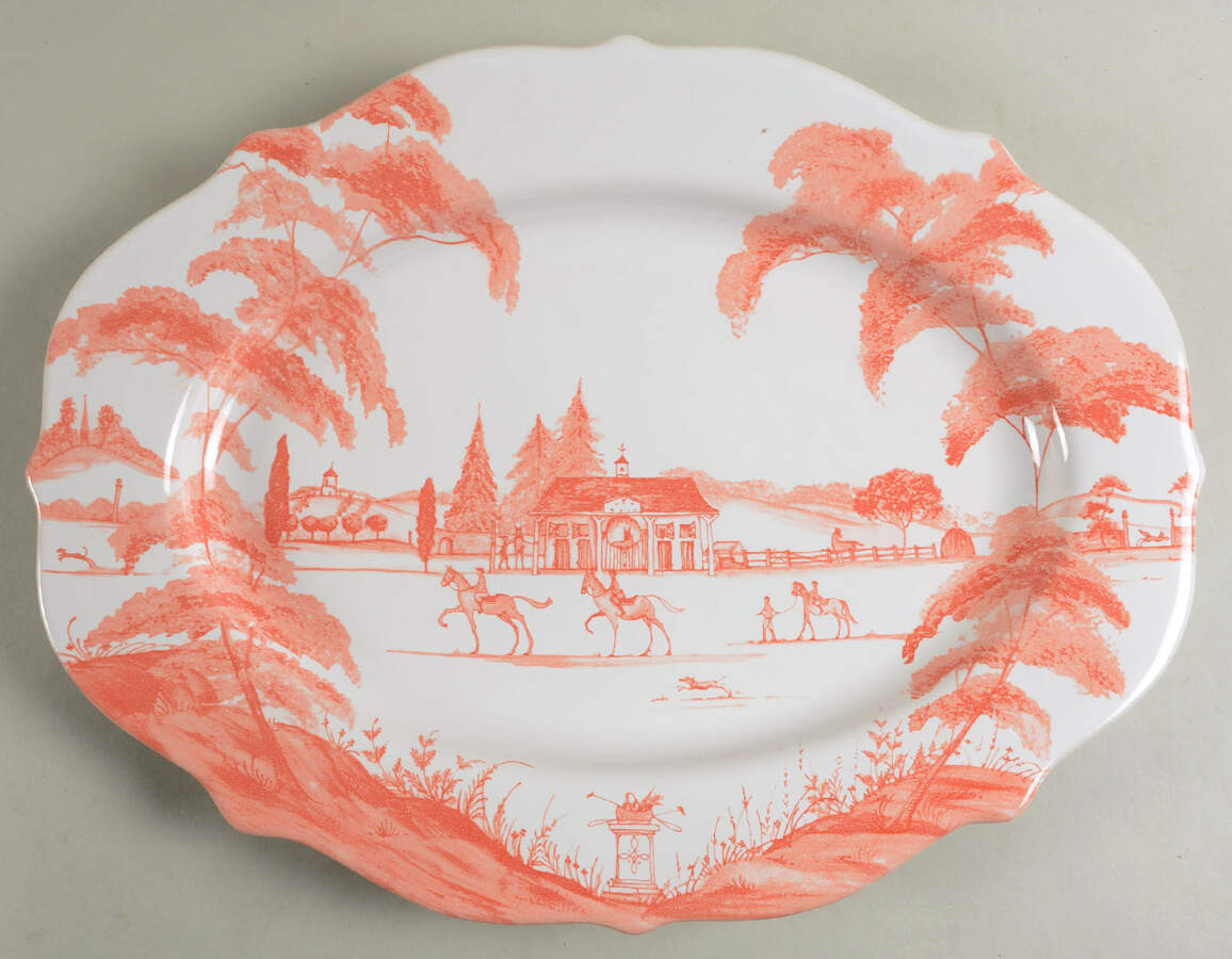 Country Estate Petal Pink 15" Oval Serving Platter by Juliska Ceramics-1