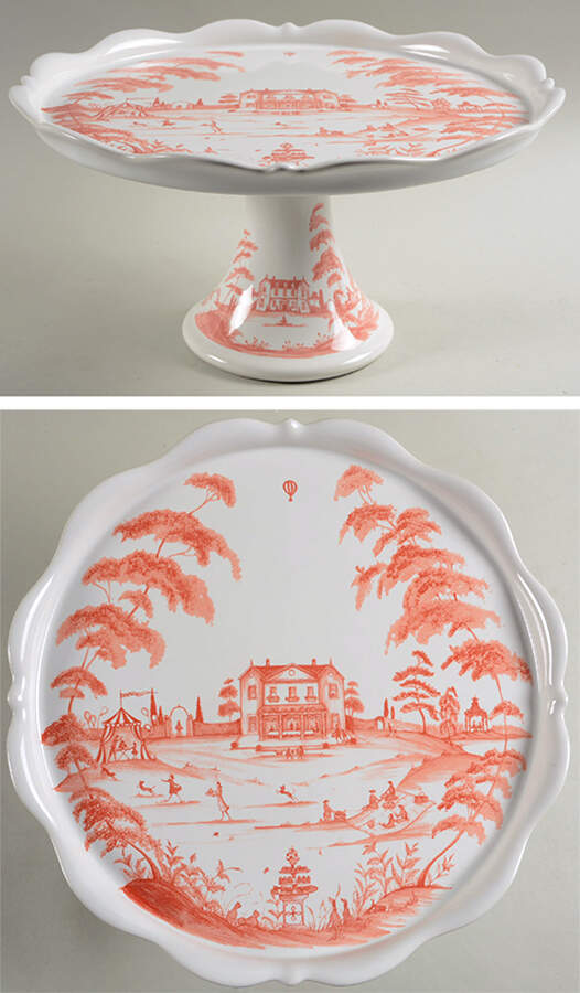 Country Estate Petal Pink 12" Diameter Pedestal Cake Stand by Juliska Ceramics-1