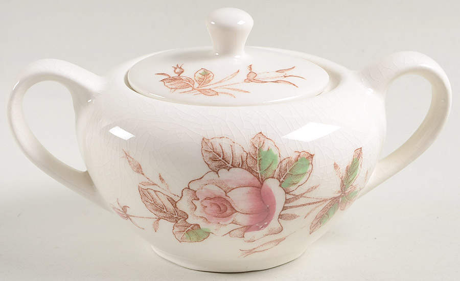 Rose of Sharon Sugar Bowl & Lid by Japan-1
