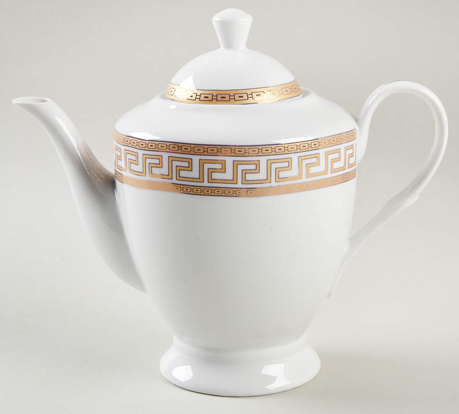 Greek Key Gold Teapot & Lid by Joseph Sedgh Tablewr-1