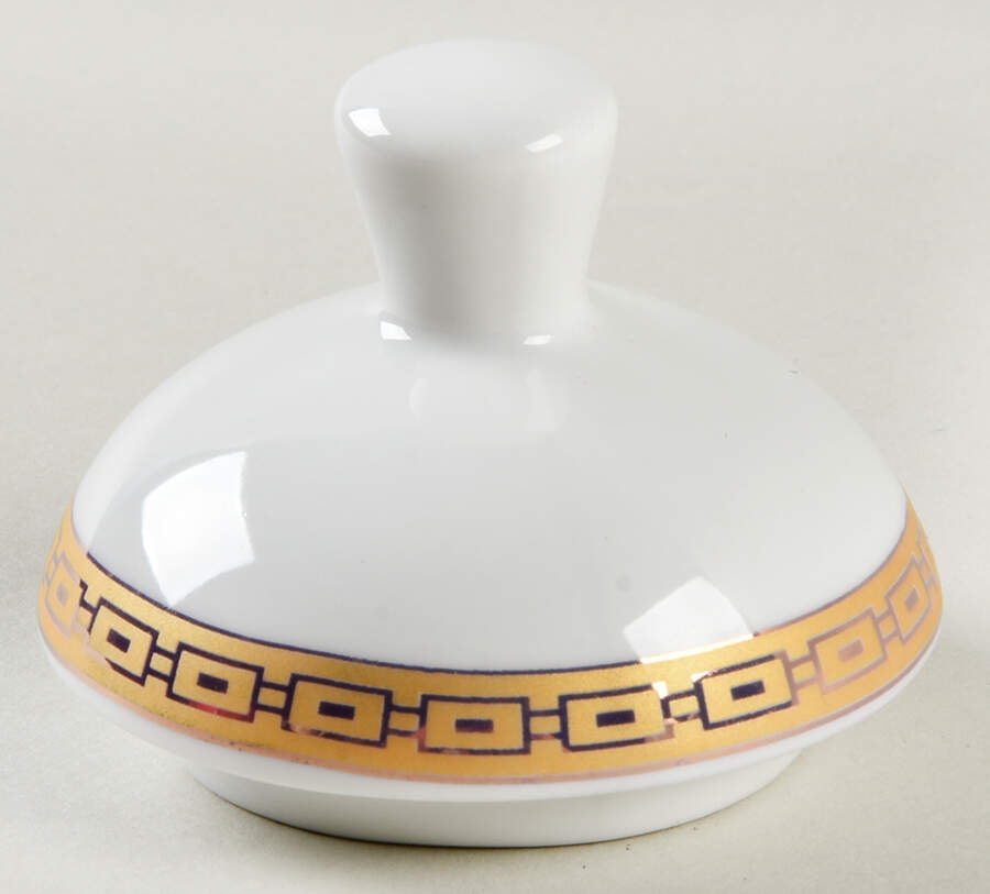 Greek Key Gold Lid for Sugar Bowl by Joseph Sedgh Tablewr-1