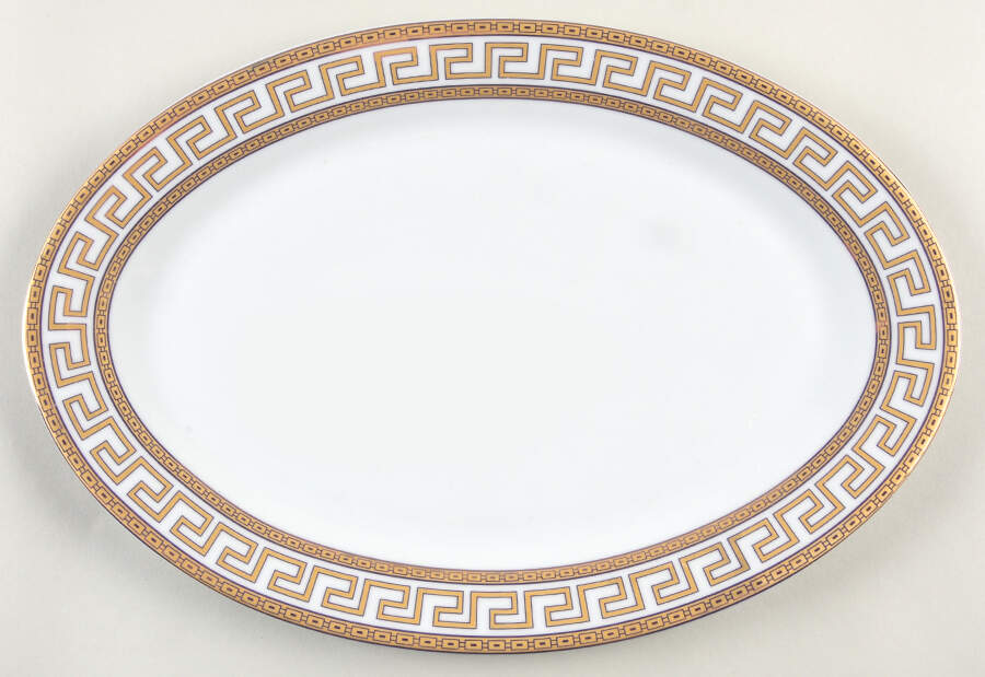Greek Key Gold 14" Oval Serving Platter by Joseph Sedgh Tablewr-1