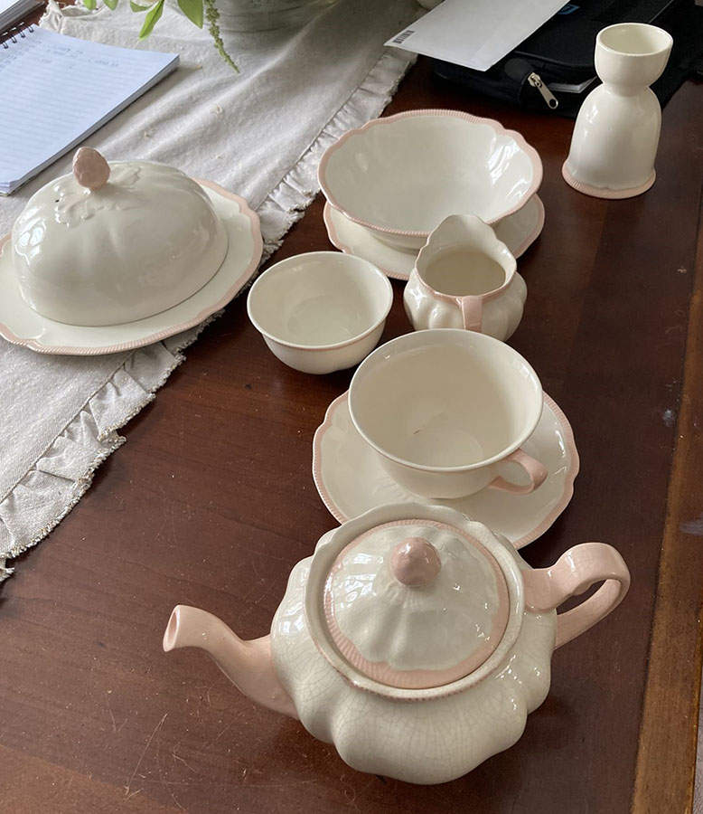 207 Pink Footed Cup & Saucer Set by Johnson Brothers-1