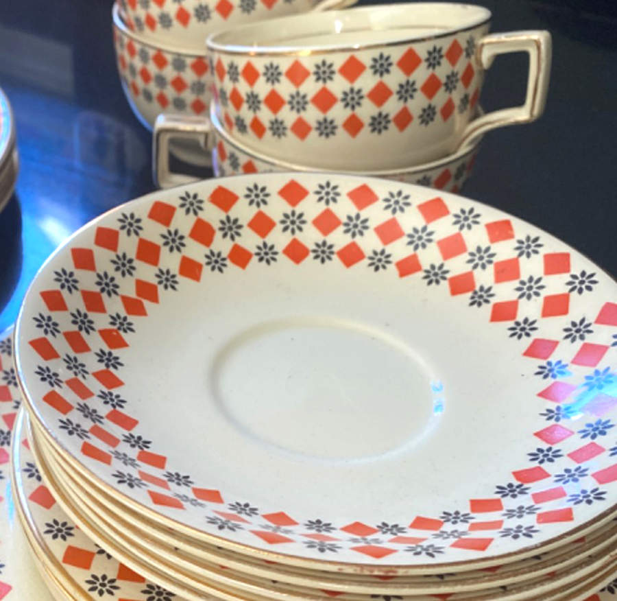 Bradford (Red Diamonds) Flat Cup by Johnson Brothers-1