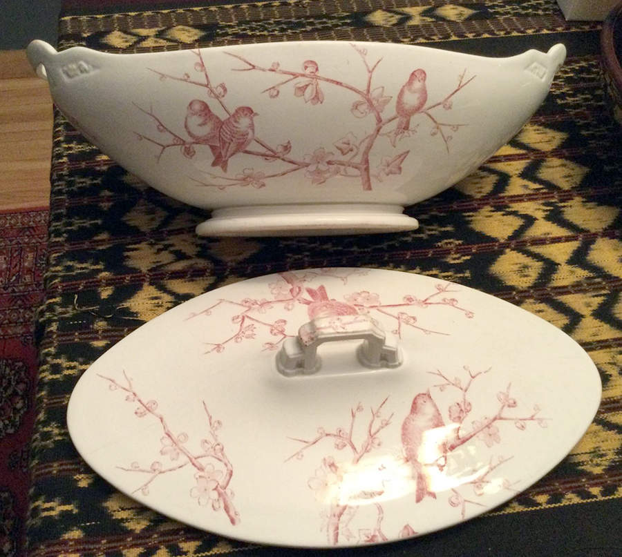 Almonds Pink Oval Covered Vegetable by George Jones & Sons-1