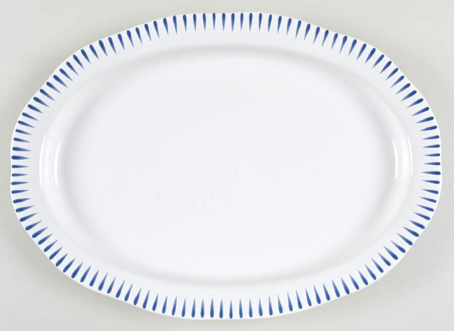 Sitio Stripe Delft Blue 17" Oval Serving Platter by Juliska Ceramics-1