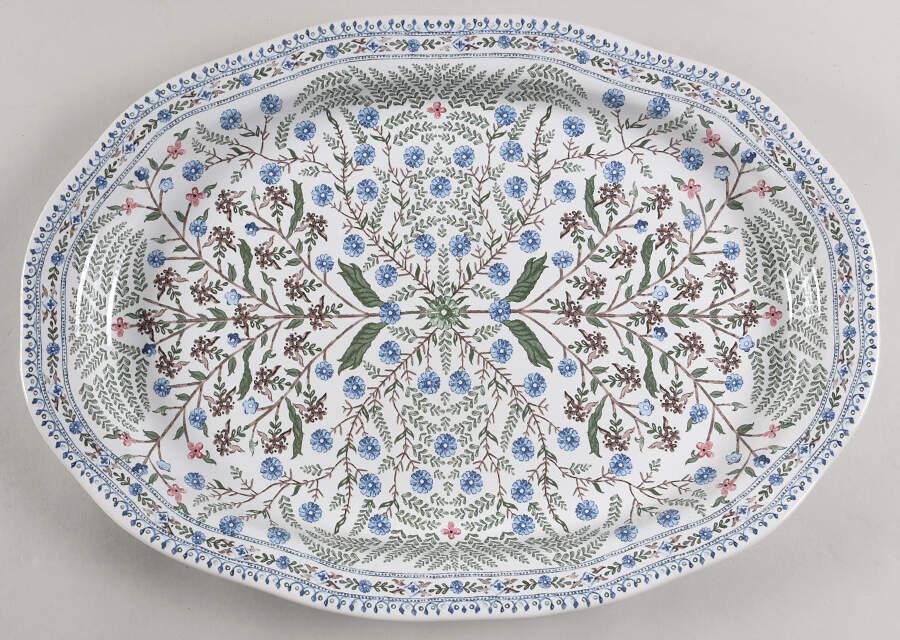 Villa Seville-Chambray 17" Oval Serving Platter by Juliska Ceramics-1