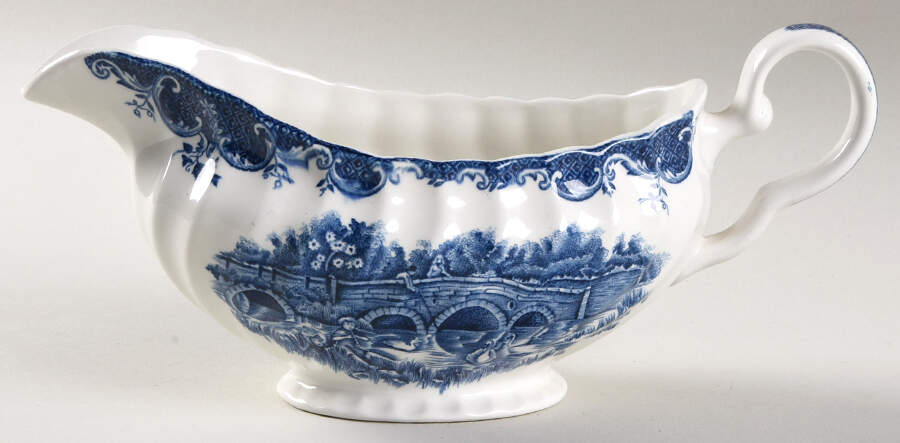 English Country Life Blue Gravy Boat by Johnson Brothers-1