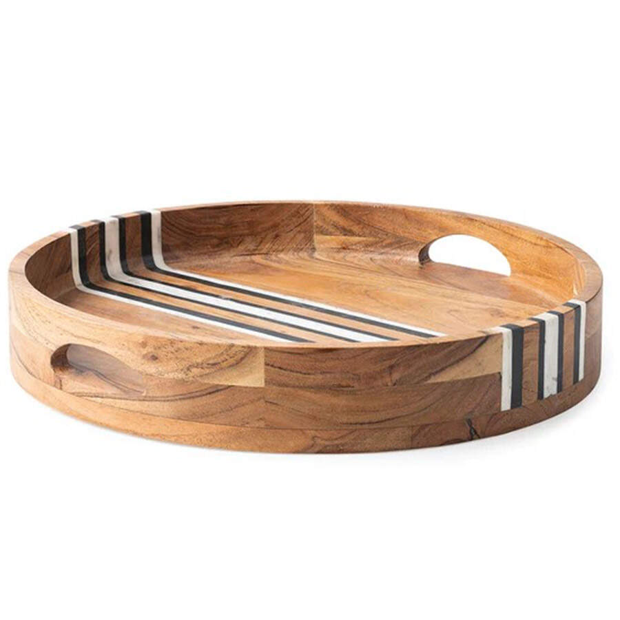 Stonewood Stripe Round Wood Tray by Juliska Ceramics-1