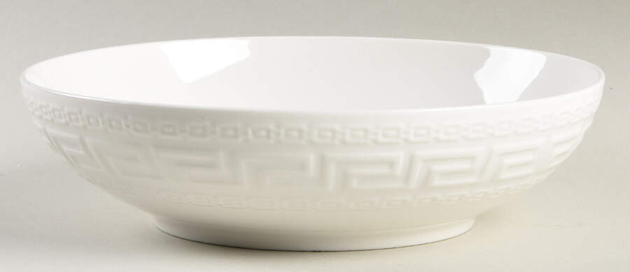 White Greek Key 8" Soup/Pasta Bowl by Joseph Sedgh Tablewr-1